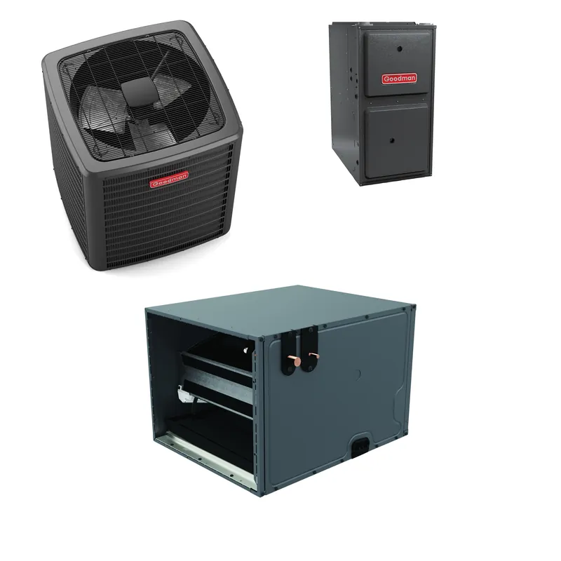 SK0335898-US20260702-105043-0 Goodman - 2.0 Ton Cooling - 40k BTU/Hr Heating - Air Conditioner + Variable Speed Furnace System - 16.5 SEER2 - 96% AFUE - Horizontal - Image 1