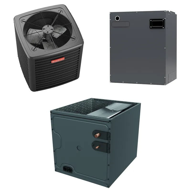SK0336178-US20260702-105043-0 Goodman - 3 Ton Cooling - Air Conditioner + Variable Speed Air Handler System - 14 SEER2 - Image 1