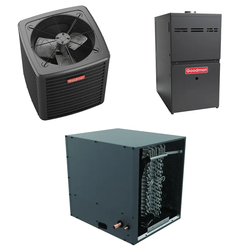 Goodman - 4 Ton Cooling - 120k BTU/Hr Heating - Air Conditioner + Multi Speed Furnace System - 13.4 SEER2 - 80% AFUE - Horizontal