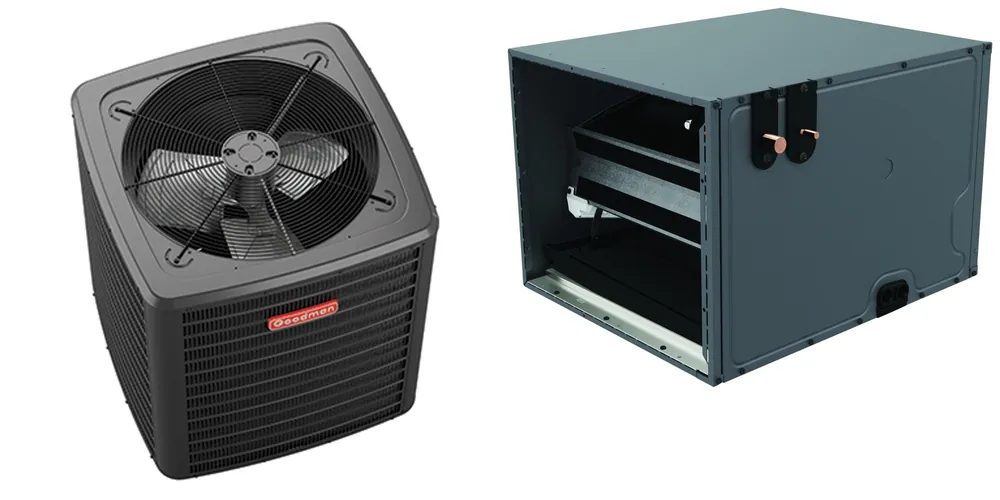 SK0336441-US20260702-105043-0 Goodman - 1.5 Ton Cooling - Air Conditioner + Coil System - 14.3 SEER2 - 17.5" Coil Width - For Horizontal Installation - Image 1