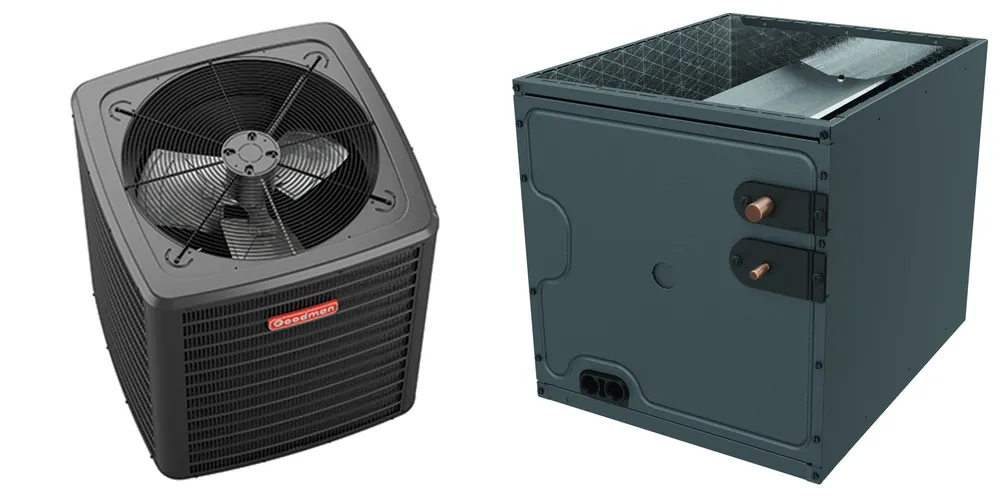 SK0336752-US20260702-105043-0 Goodman - 2.5 Ton Cooling - Air Conditioner + Coil System - 14.3 SEER2 - 17.5" Coil Width - For Upflow/Downflow Installation - Image 1