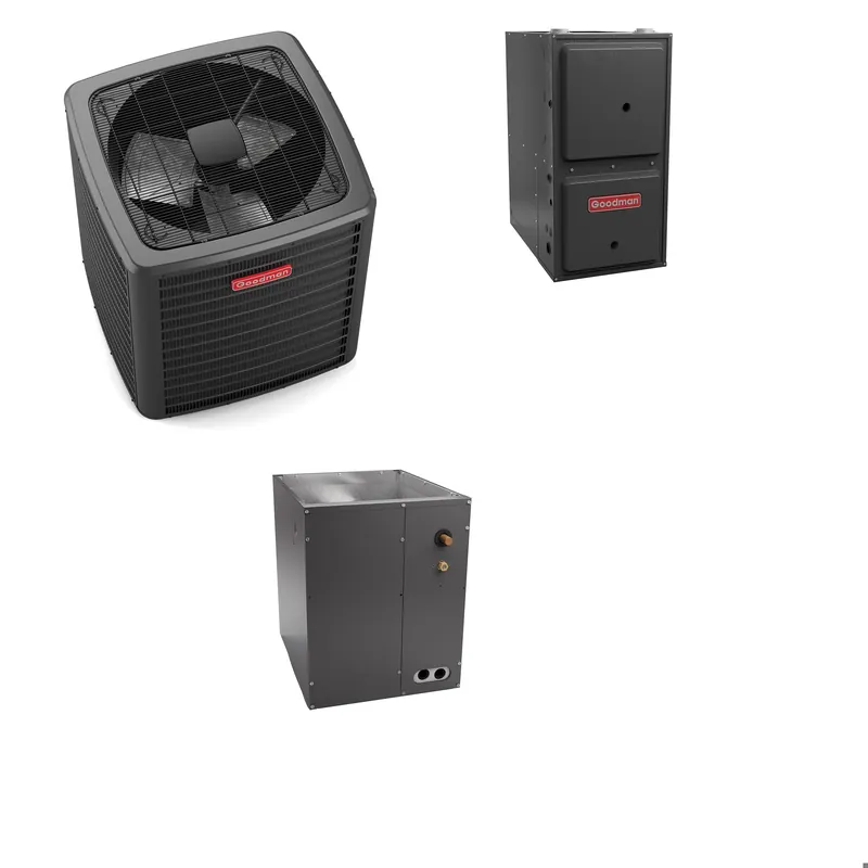 Goodman - 3.0 Ton Cooling - 100k BTU/Hr Heating - Air Conditioner + Variable Speed Furnace System - 19.5 SEER2 - 97% AFUE - Upflow - R-410A