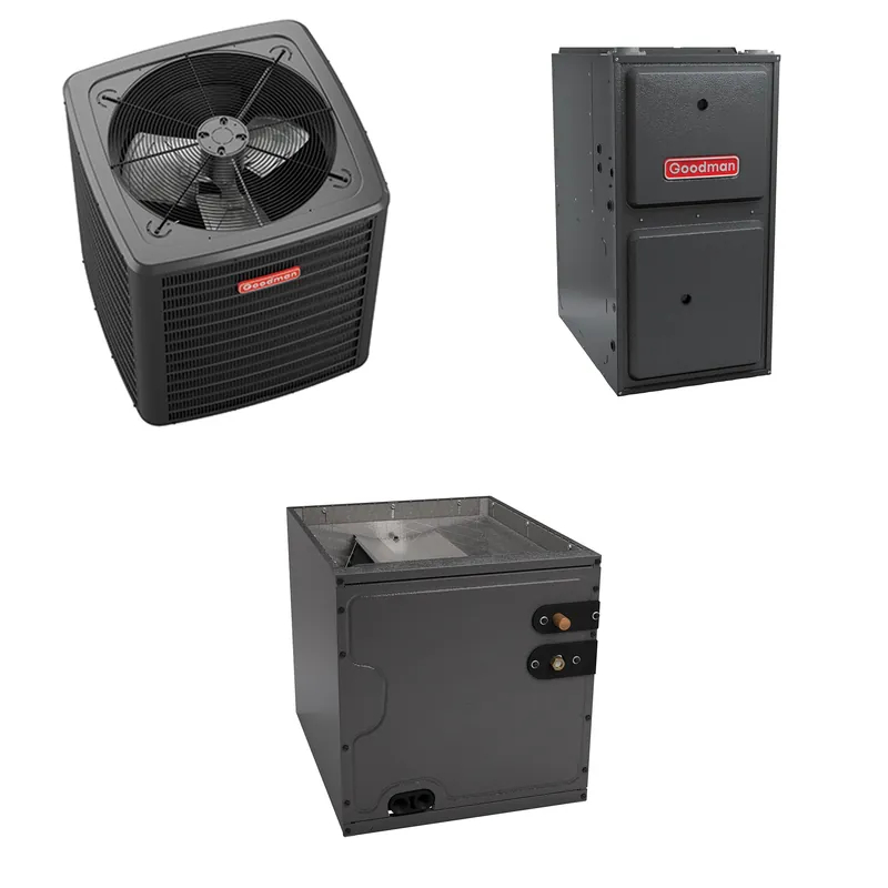 Goodman - 3 Ton Cooling - 100k BTU/Hr Heating - Air Conditioner + Multi Speed Furnace System - 14 SEER2 - 96% AFUE - Upflow - R-410A