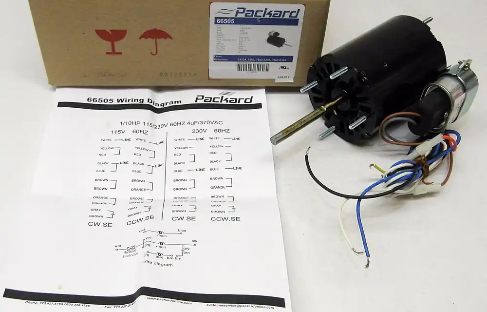 Packard 66505 Unit Heater Motor 1/10 HP 115/208-230V Replaces CCW175-43846